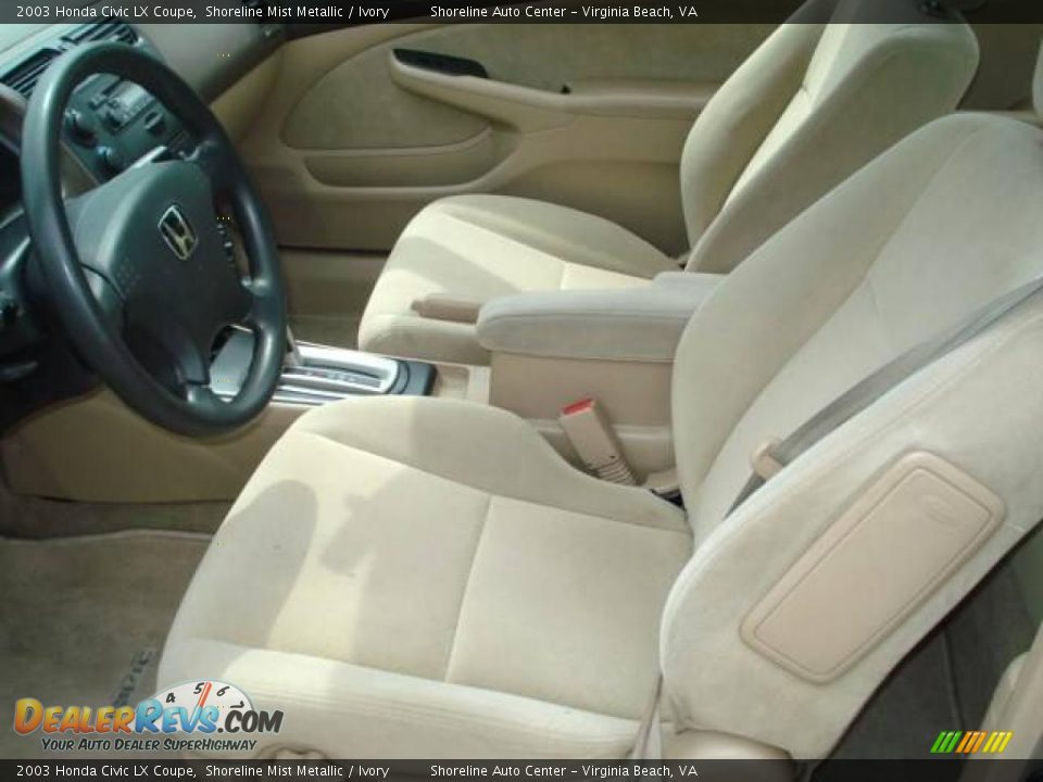 2003 Honda Civic LX Coupe Shoreline Mist Metallic / Ivory Photo #8