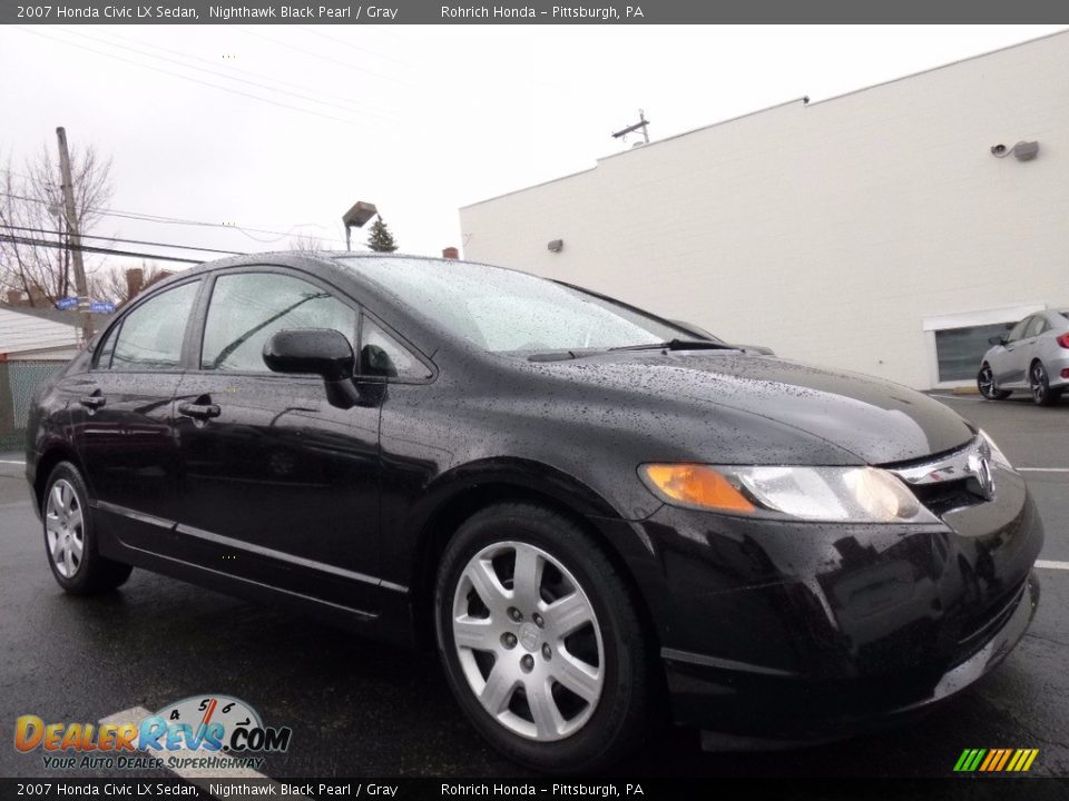 2007 Honda Civic LX Sedan Nighthawk Black Pearl / Gray Photo #1