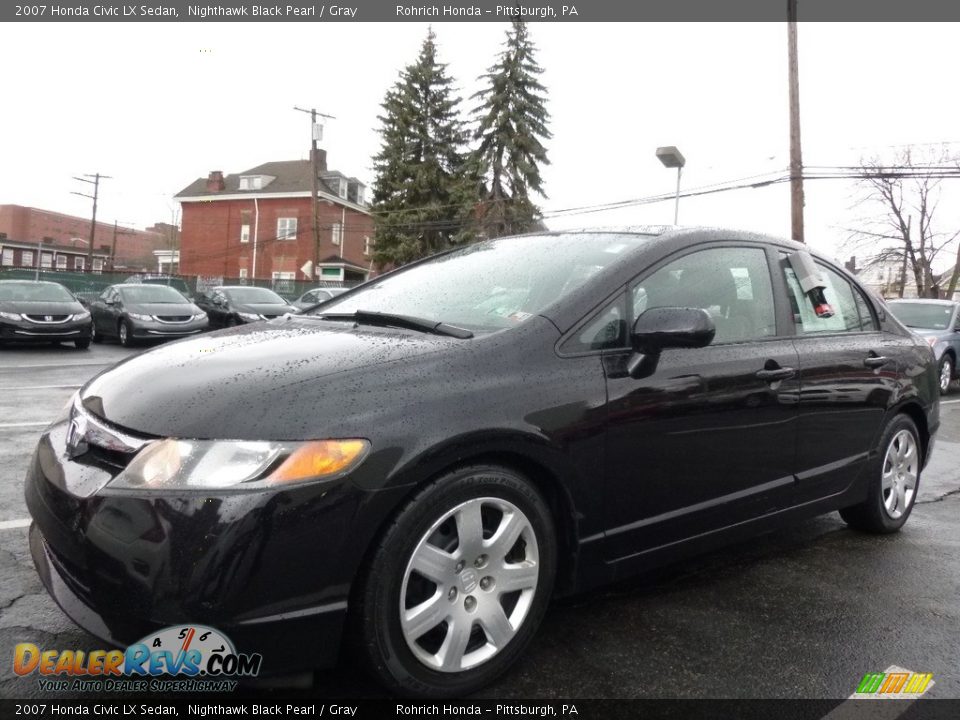 2007 Honda Civic LX Sedan Nighthawk Black Pearl / Gray Photo #3