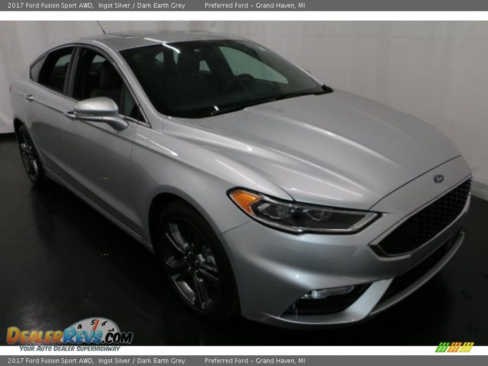 2017 Ford Fusion Sport AWD Ingot Silver / Dark Earth Grey Photo #8