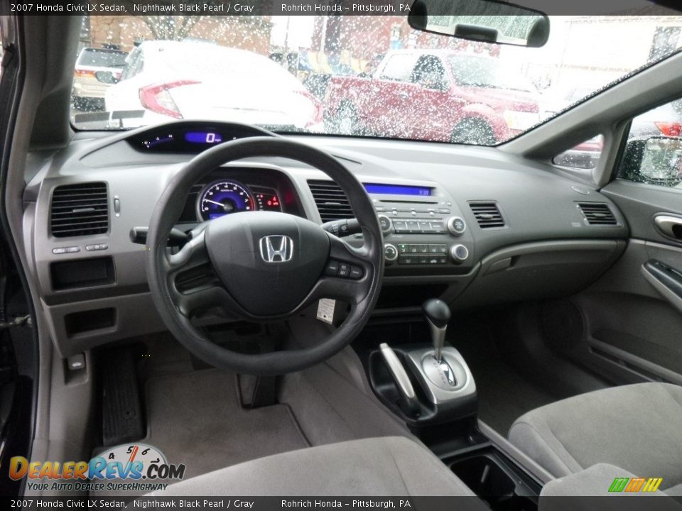 2007 Honda Civic LX Sedan Nighthawk Black Pearl / Gray Photo #8