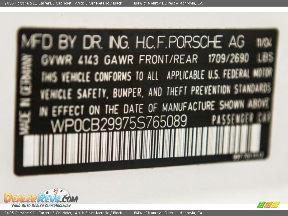 2005 Porsche 911 Carrera S Cabriolet Arctic Silver Metallic / Black Photo #20