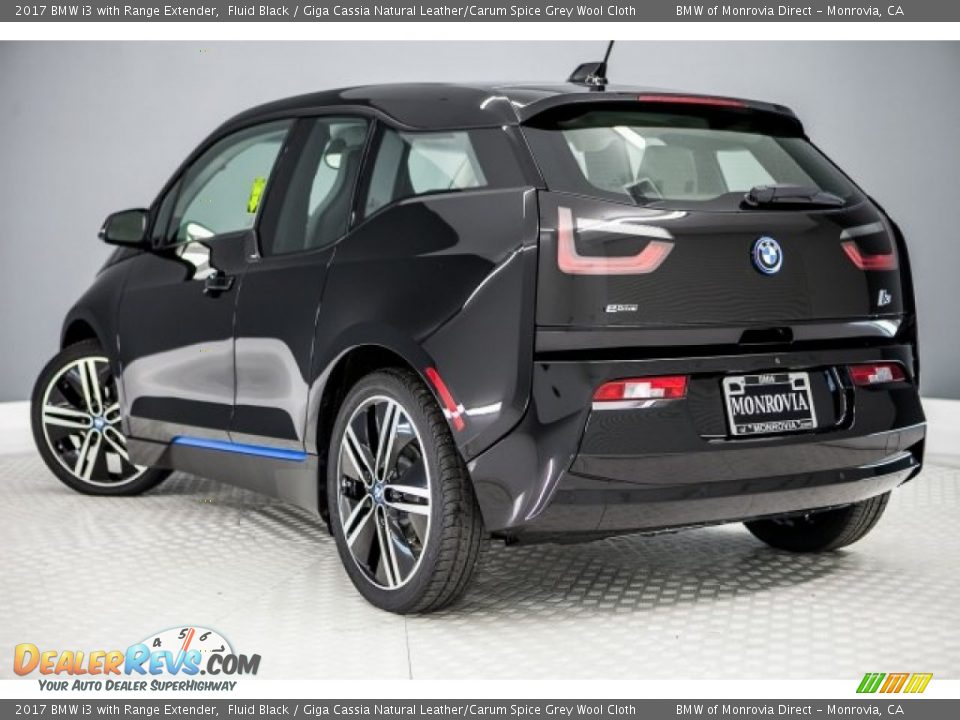 2017 BMW i3 with Range Extender Fluid Black / Giga Cassia Natural Leather/Carum Spice Grey Wool Cloth Photo #3