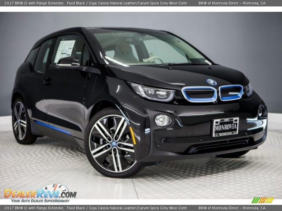 2017 BMW i3 with Range Extender Fluid Black / Giga Cassia Natural Leather/Carum Spice Grey Wool Cloth Photo #12