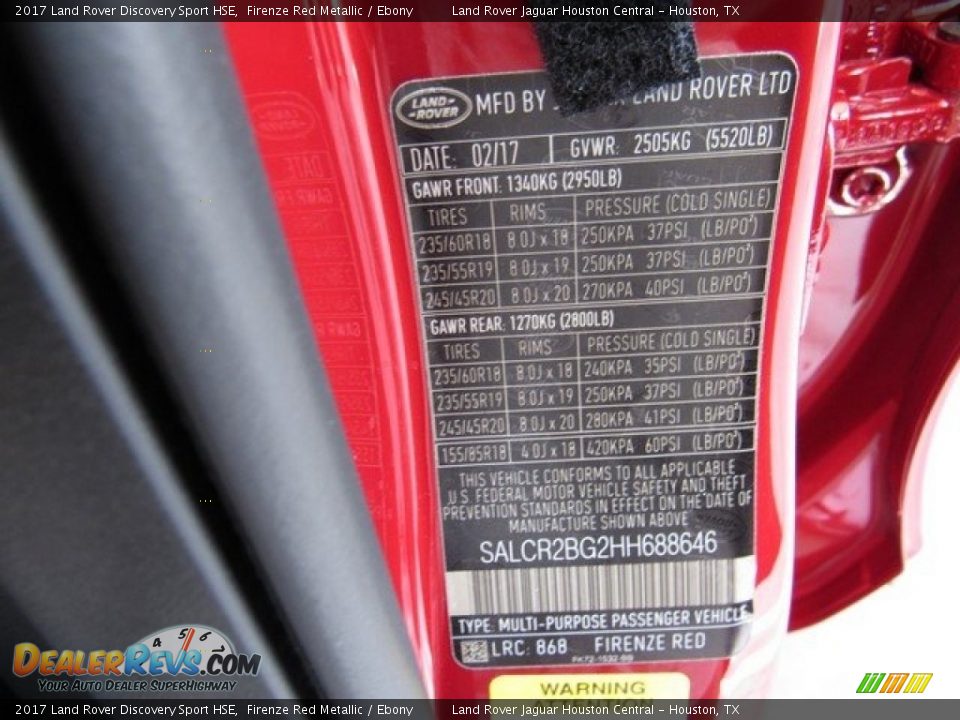 2017 Land Rover Discovery Sport HSE Firenze Red Metallic / Ebony Photo #22