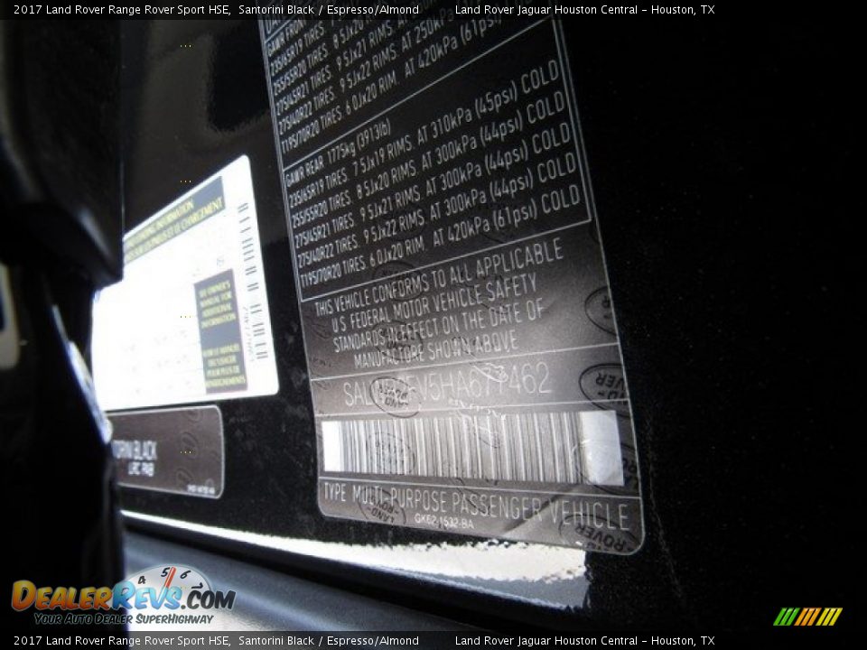 2017 Land Rover Range Rover Sport HSE Santorini Black / Espresso/Almond Photo #22