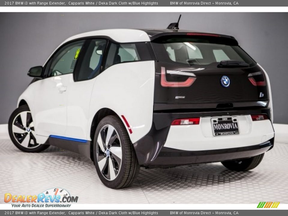 2017 BMW i3 with Range Extender Capparis White / Deka Dark Cloth w/Blue Highlights Photo #3