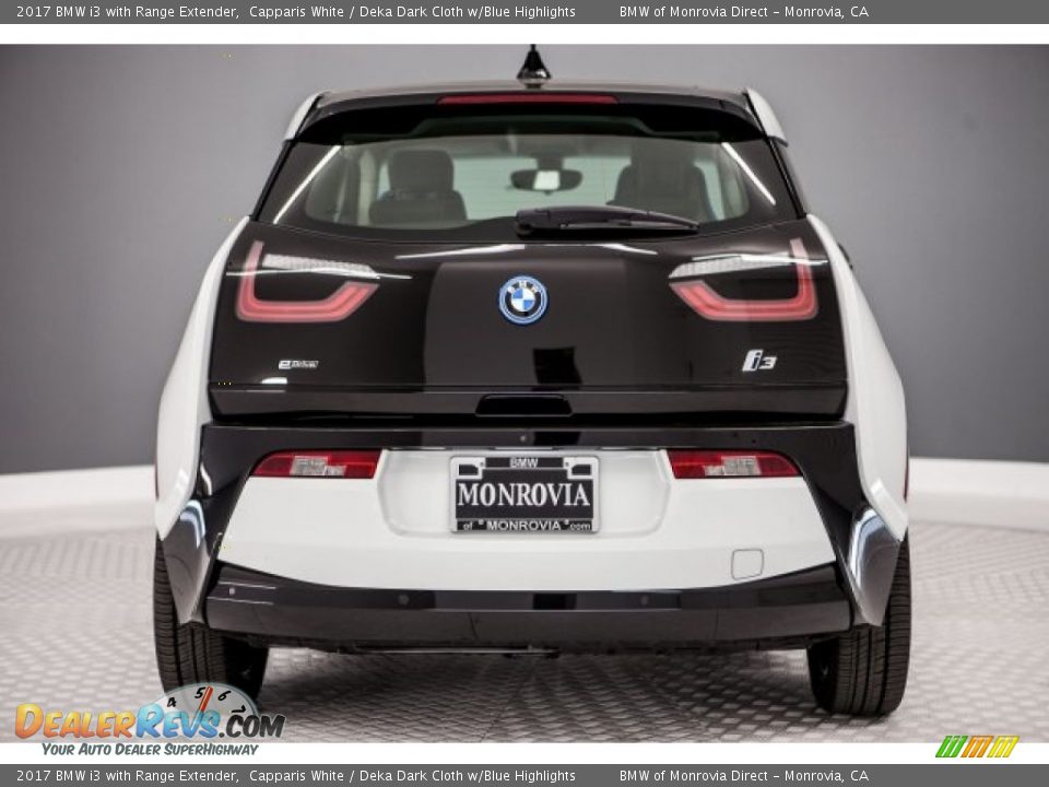2017 BMW i3 with Range Extender Capparis White / Deka Dark Cloth w/Blue Highlights Photo #4