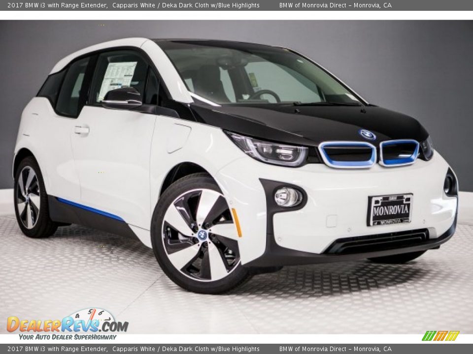 2017 BMW i3 with Range Extender Capparis White / Deka Dark Cloth w/Blue Highlights Photo #12