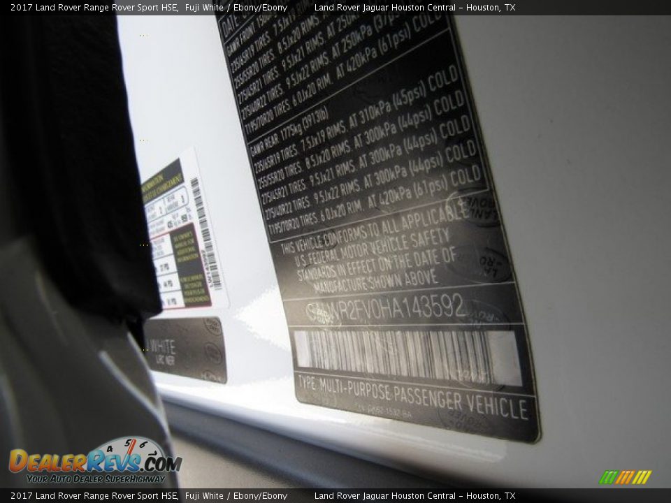 2017 Land Rover Range Rover Sport HSE Fuji White / Ebony/Ebony Photo #22