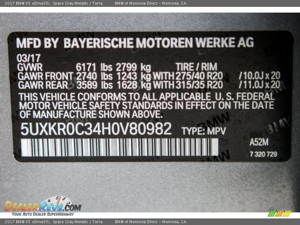 2017 BMW X5 xDrive35i Space Gray Metallic / Terra Photo #11