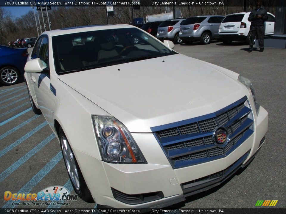2008 Cadillac CTS 4 AWD Sedan White Diamond Tri-Coat / Cashmere/Cocoa Photo #11