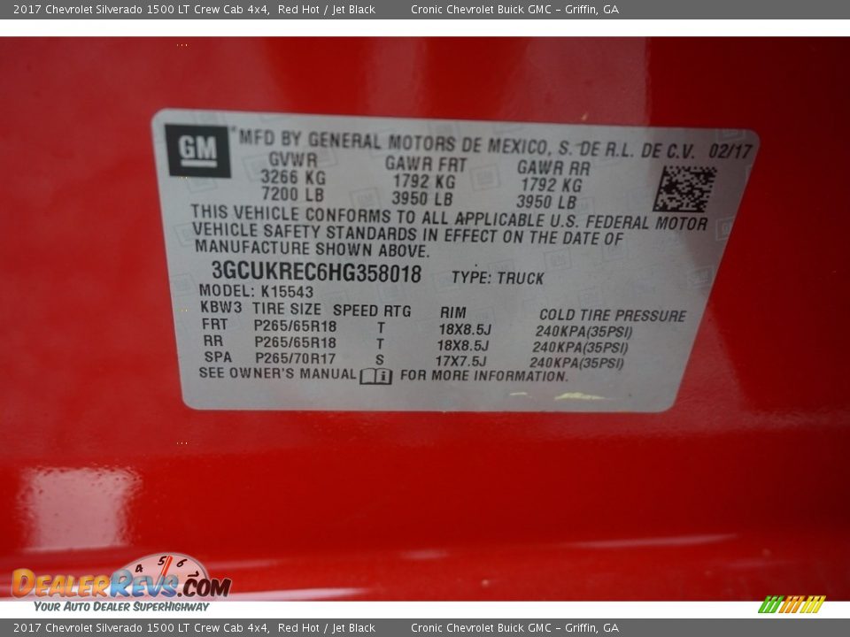 2017 Chevrolet Silverado 1500 LT Crew Cab 4x4 Red Hot / Jet Black Photo #16