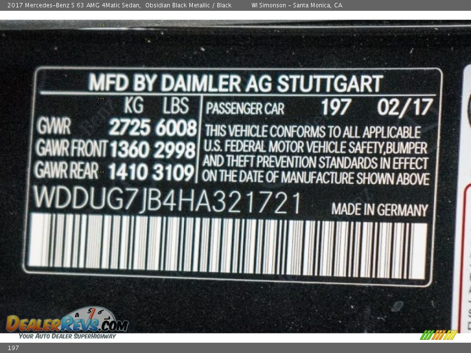 Mercedes-Benz Color Code 197 Obsidian Black Metallic
