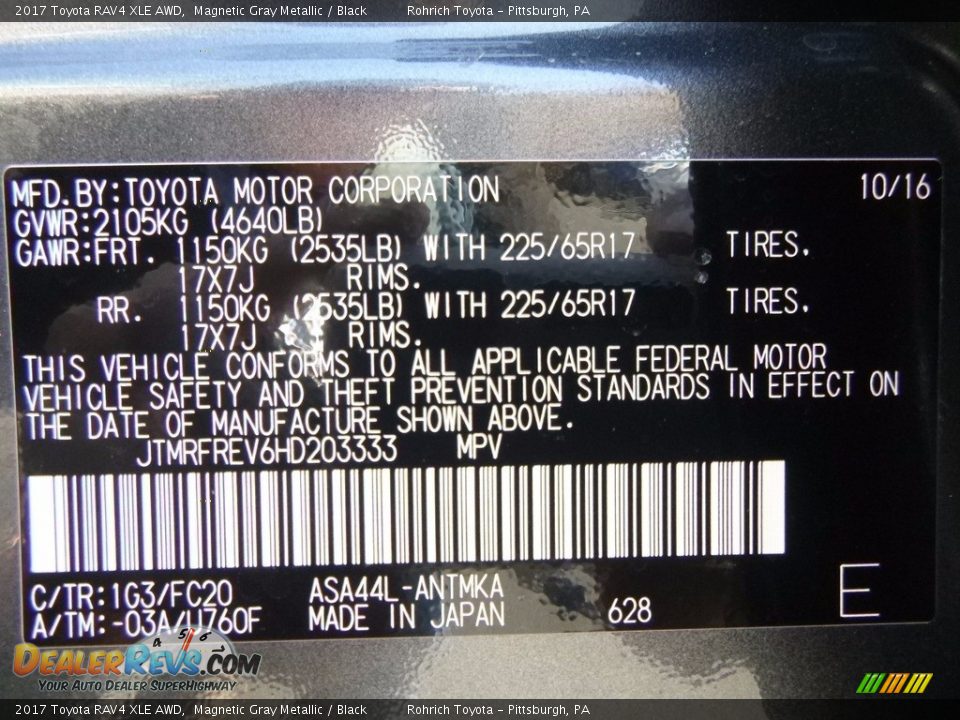 2017 Toyota RAV4 XLE AWD Magnetic Gray Metallic / Black Photo #11