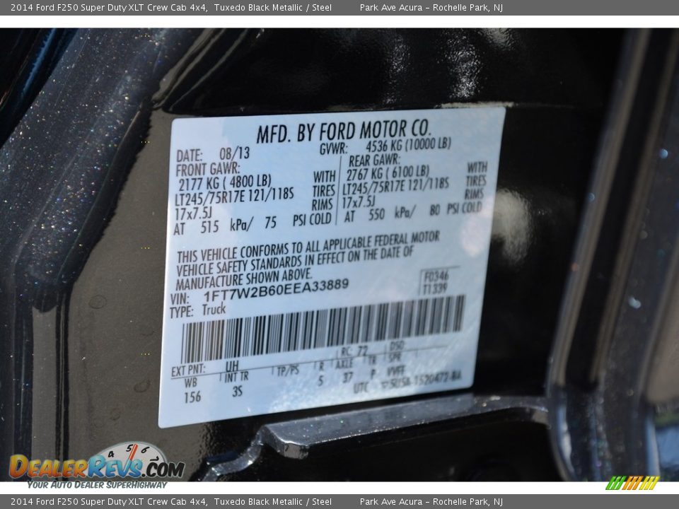 2014 Ford F250 Super Duty XLT Crew Cab 4x4 Tuxedo Black Metallic / Steel Photo #35