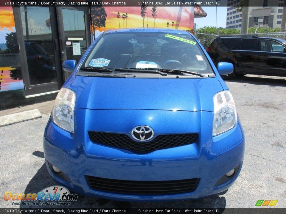 2010 Toyota Yaris 3 Door Liftback Blazing Blue Pearl / Dark Charcoal Photo #4