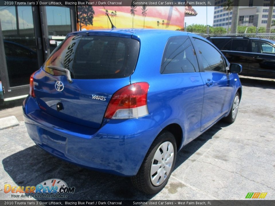 2010 Toyota Yaris 3 Door Liftback Blazing Blue Pearl / Dark Charcoal Photo #6