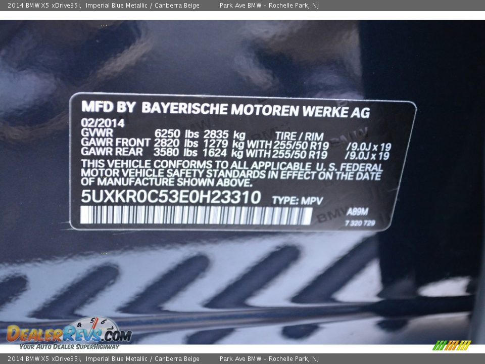 2014 BMW X5 xDrive35i Imperial Blue Metallic / Canberra Beige Photo #35