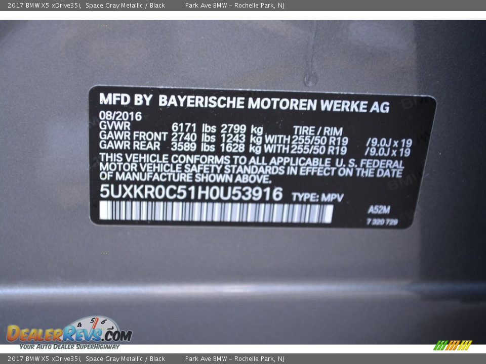 2017 BMW X5 xDrive35i Space Gray Metallic / Black Photo #35