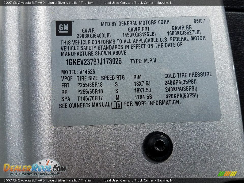 2007 GMC Acadia SLT AWD Liquid Silver Metallic / Titanium Photo #21
