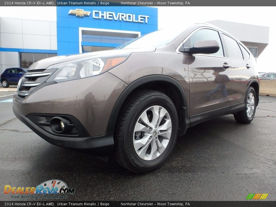 2014 Honda CR-V EX-L AWD Urban Titanium Metallic / Beige Photo #2