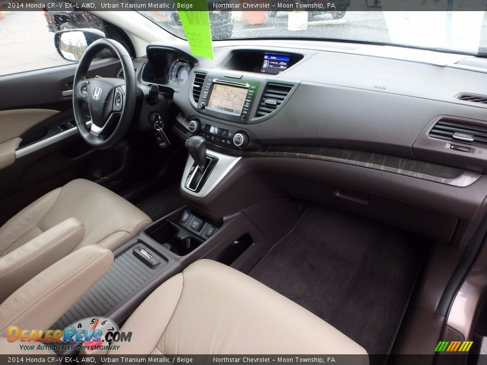 2014 Honda CR-V EX-L AWD Urban Titanium Metallic / Beige Photo #16