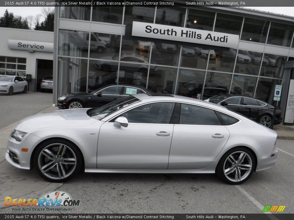 2015 Audi S7 4.0 TFSI quattro Ice Silver Metallic / Black Valcona w/Diamond Contrast Stitching Photo #2