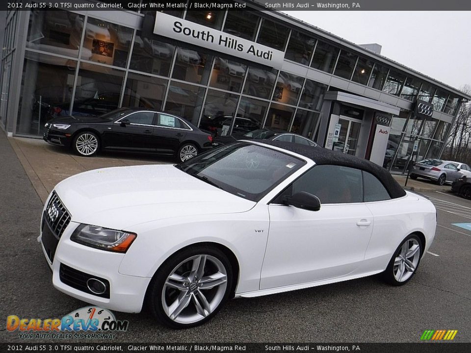 2012 Audi S5 3.0 TFSI quattro Cabriolet Glacier White Metallic / Black/Magma Red Photo #1