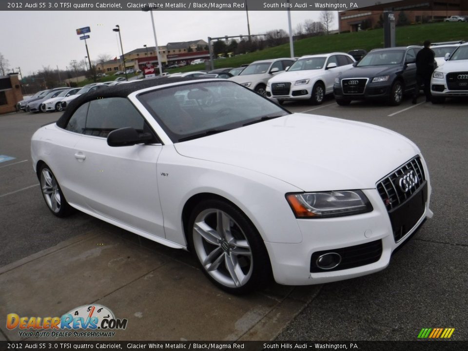 2012 Audi S5 3.0 TFSI quattro Cabriolet Glacier White Metallic / Black/Magma Red Photo #8