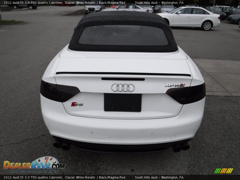 2012 Audi S5 3.0 TFSI quattro Cabriolet Glacier White Metallic / Black/Magma Red Photo #14