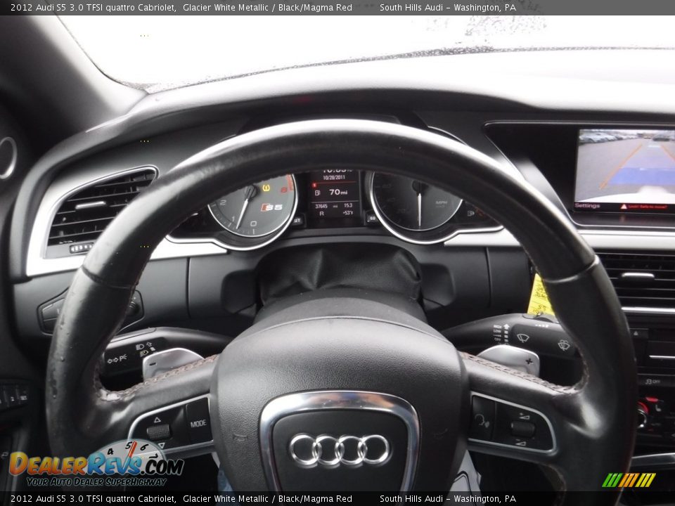 2012 Audi S5 3.0 TFSI quattro Cabriolet Glacier White Metallic / Black/Magma Red Photo #27