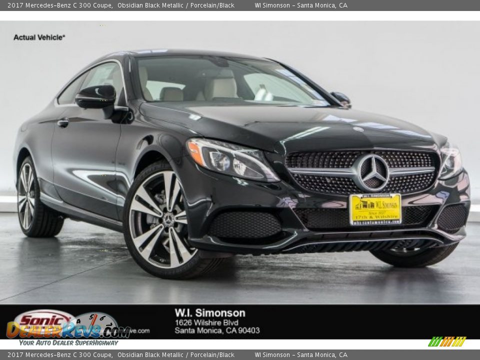 2017 Mercedes-Benz C 300 Coupe Obsidian Black Metallic / Porcelain/Black Photo #1