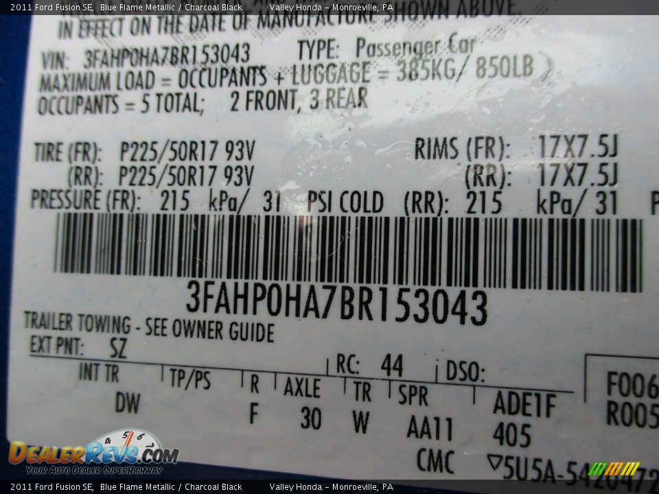 2011 Ford Fusion SE Blue Flame Metallic / Charcoal Black Photo #19