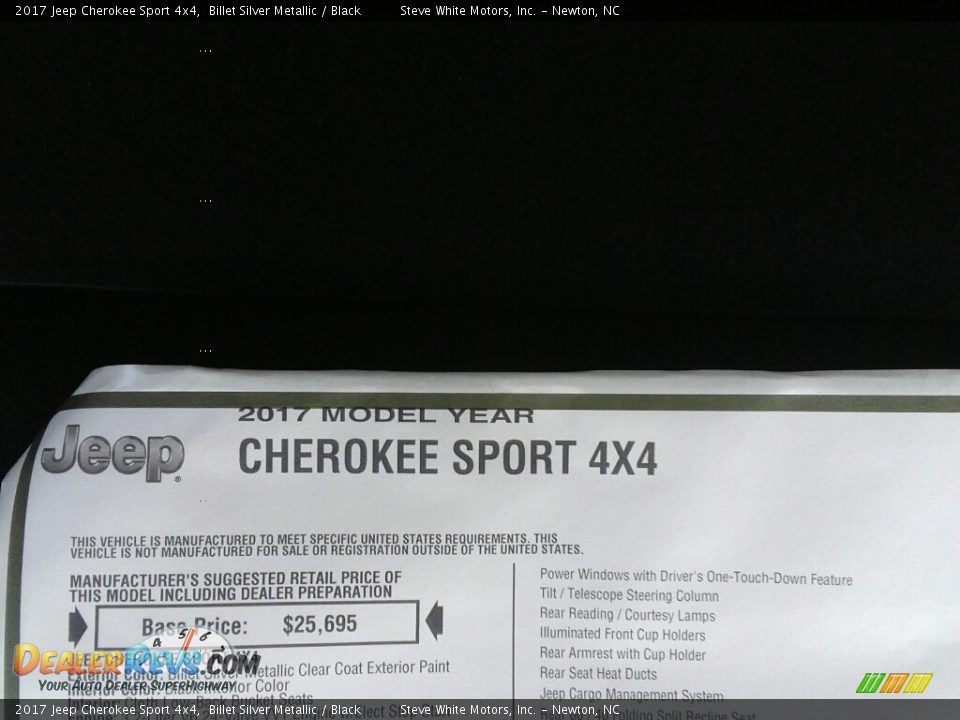 2017 Jeep Cherokee Sport 4x4 Billet Silver Metallic / Black Photo #26