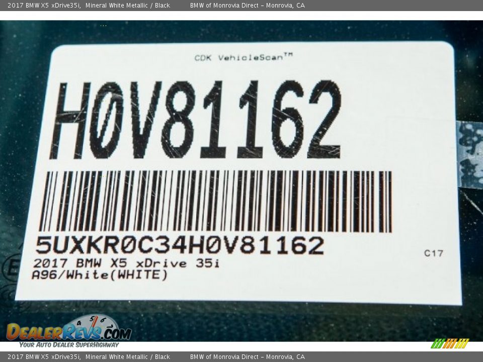 2017 BMW X5 xDrive35i Mineral White Metallic / Black Photo #11