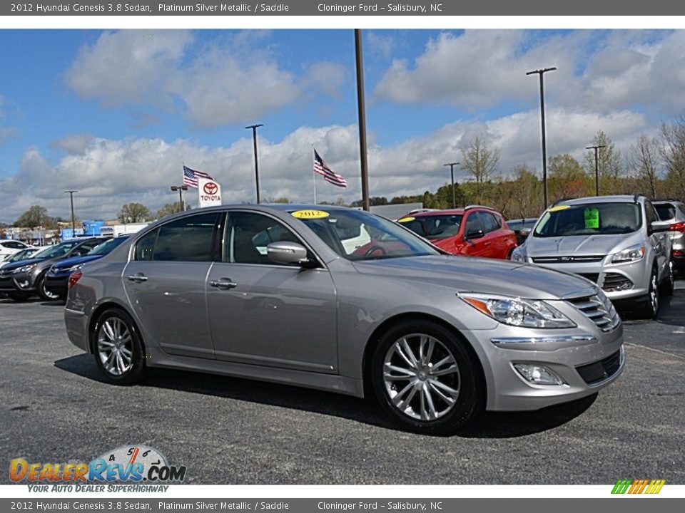2012 Hyundai Genesis 3.8 Sedan Platinum Silver Metallic / Saddle Photo #1