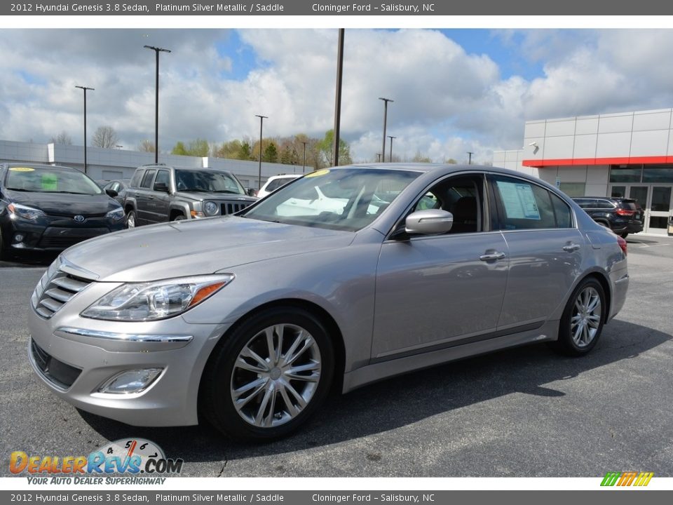 2012 Hyundai Genesis 3.8 Sedan Platinum Silver Metallic / Saddle Photo #6