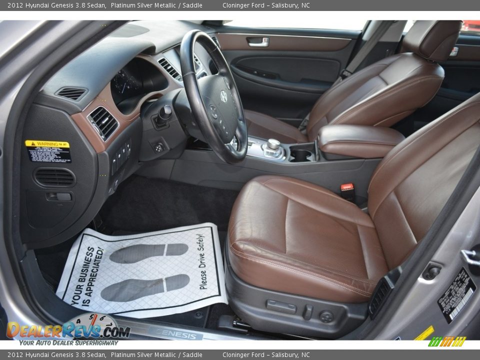 2012 Hyundai Genesis 3.8 Sedan Platinum Silver Metallic / Saddle Photo #9