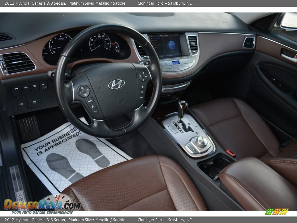 2012 Hyundai Genesis 3.8 Sedan Platinum Silver Metallic / Saddle Photo #11