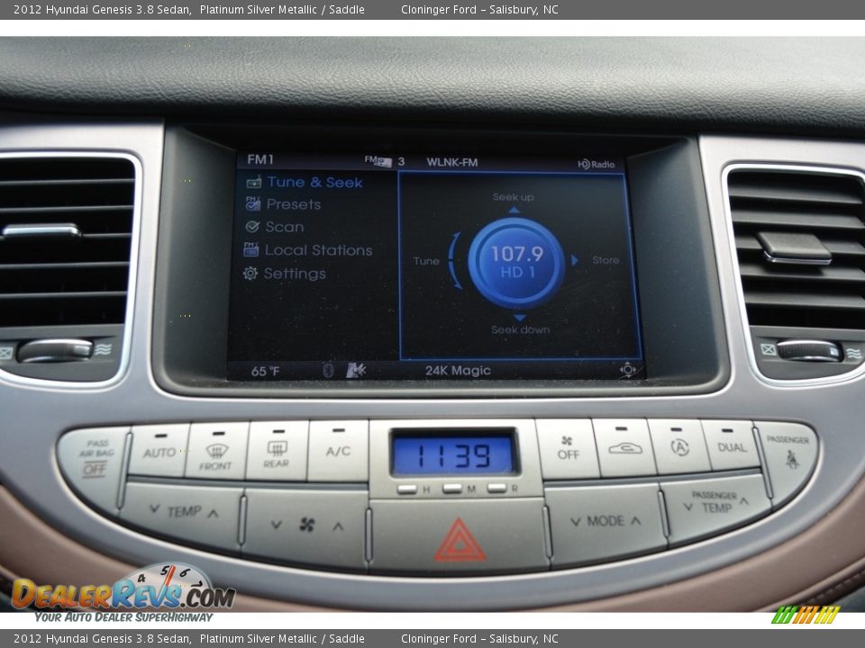 2012 Hyundai Genesis 3.8 Sedan Platinum Silver Metallic / Saddle Photo #17