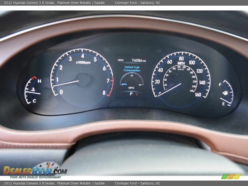 2012 Hyundai Genesis 3.8 Sedan Platinum Silver Metallic / Saddle Photo #24
