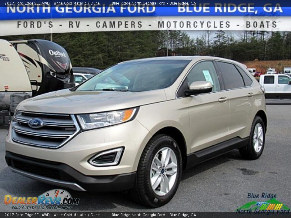 2017 Ford Edge SEL AWD White Gold Metallic / Dune Photo #1