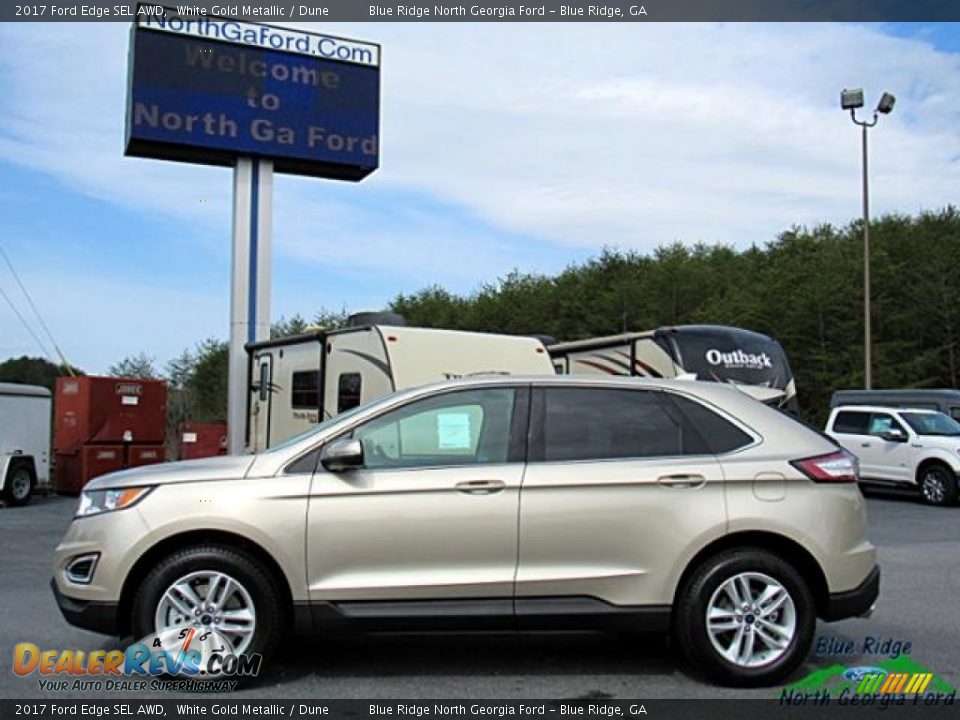 2017 Ford Edge SEL AWD White Gold Metallic / Dune Photo #2