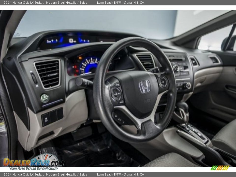 2014 Honda Civic LX Sedan Modern Steel Metallic / Beige Photo #21