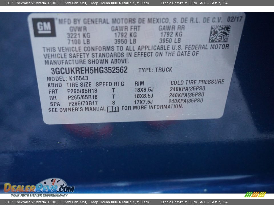 2017 Chevrolet Silverado 1500 LT Crew Cab 4x4 Deep Ocean Blue Metallic / Jet Black Photo #16