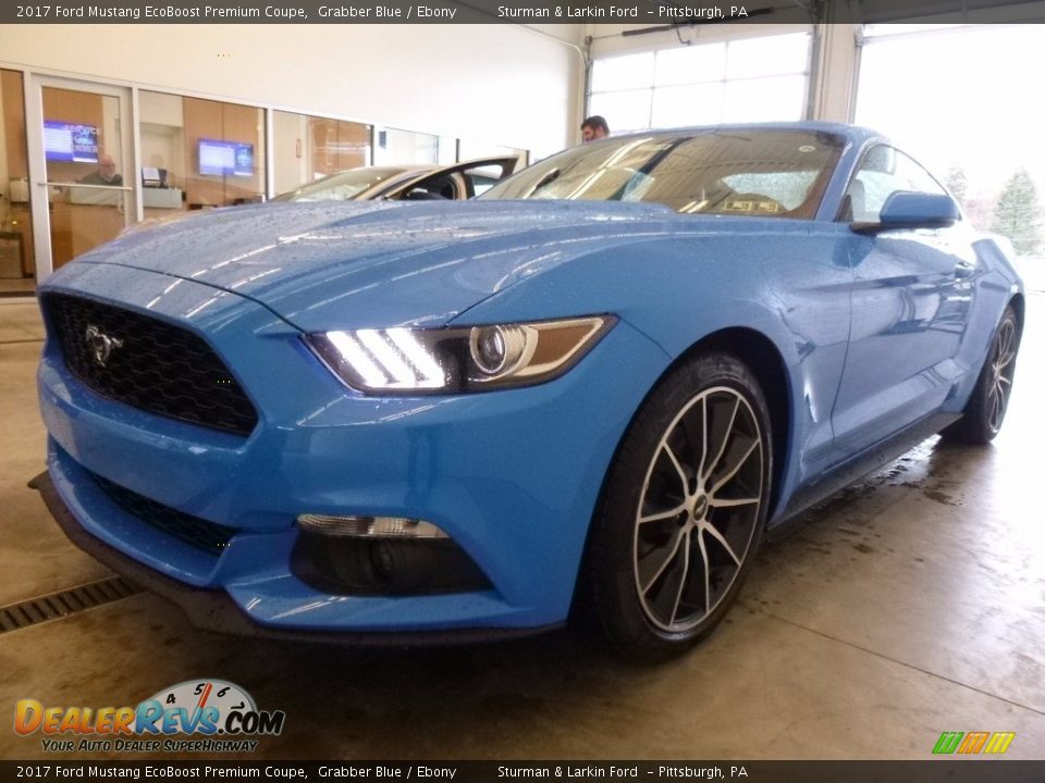2017 Ford Mustang EcoBoost Premium Coupe Grabber Blue / Ebony Photo #4