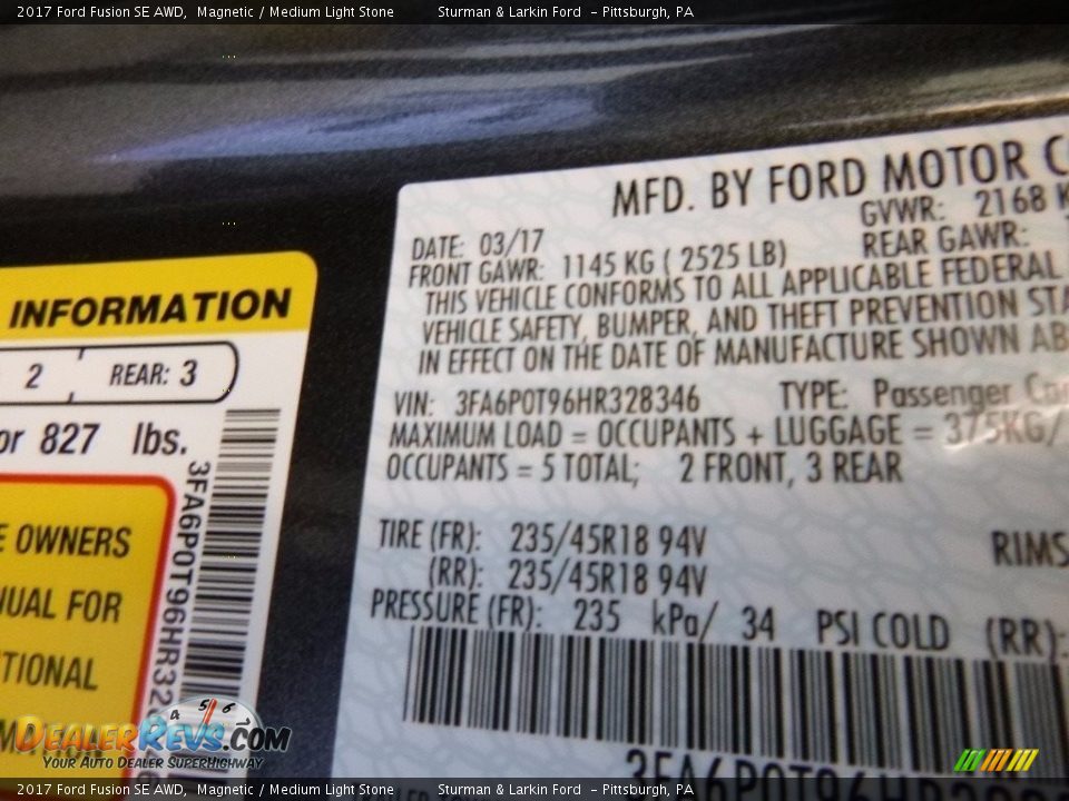 2017 Ford Fusion SE AWD Magnetic / Medium Light Stone Photo #11