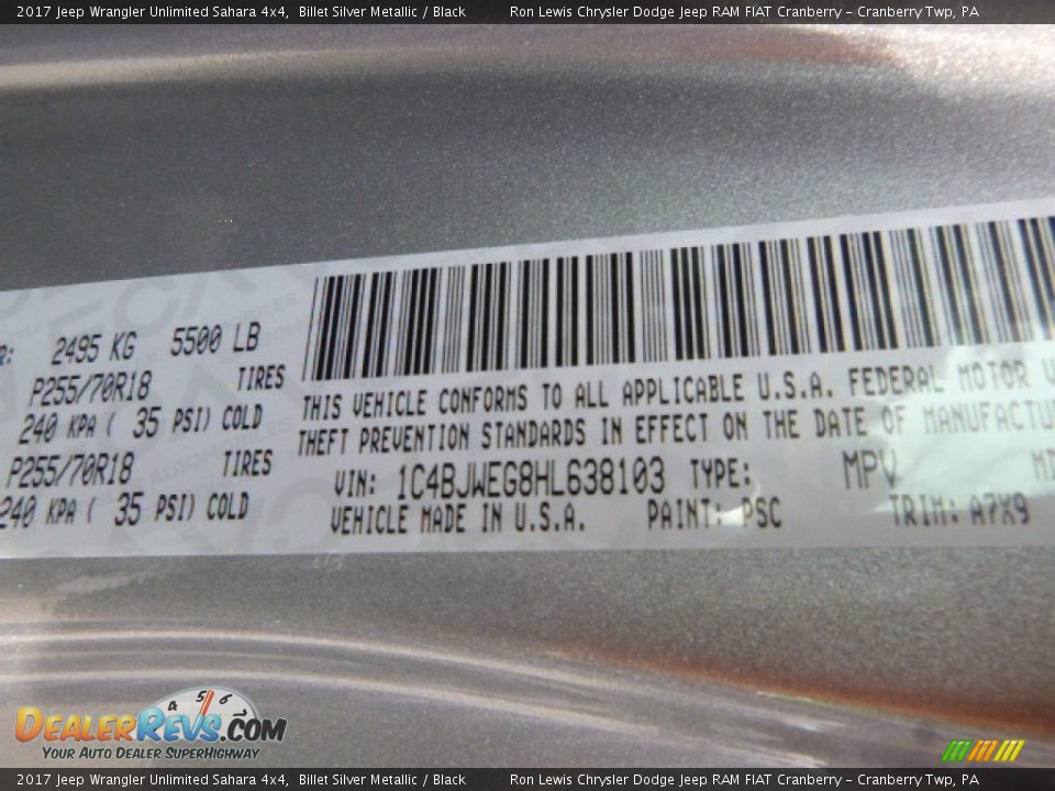 2017 Jeep Wrangler Unlimited Sahara 4x4 Billet Silver Metallic / Black Photo #13