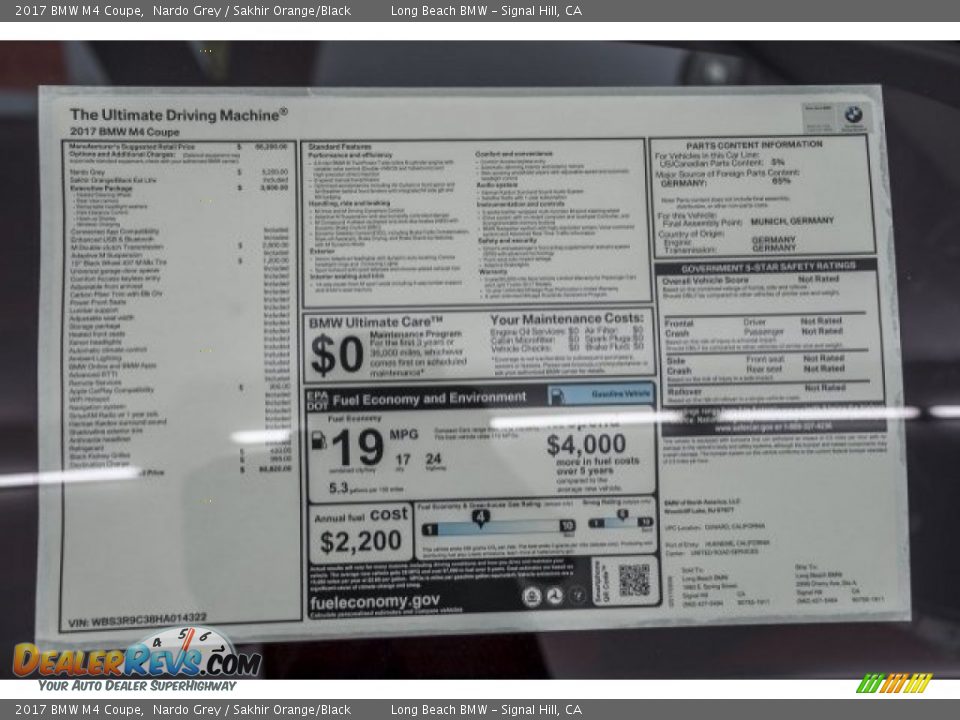 2017 BMW M4 Coupe Window Sticker Photo #10